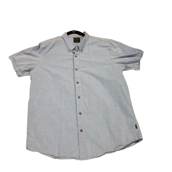 Oakley Mens Blue Short Sleeve Button Down Shirt L Beach Vacation Cruise Resort - Picture 7 of 7